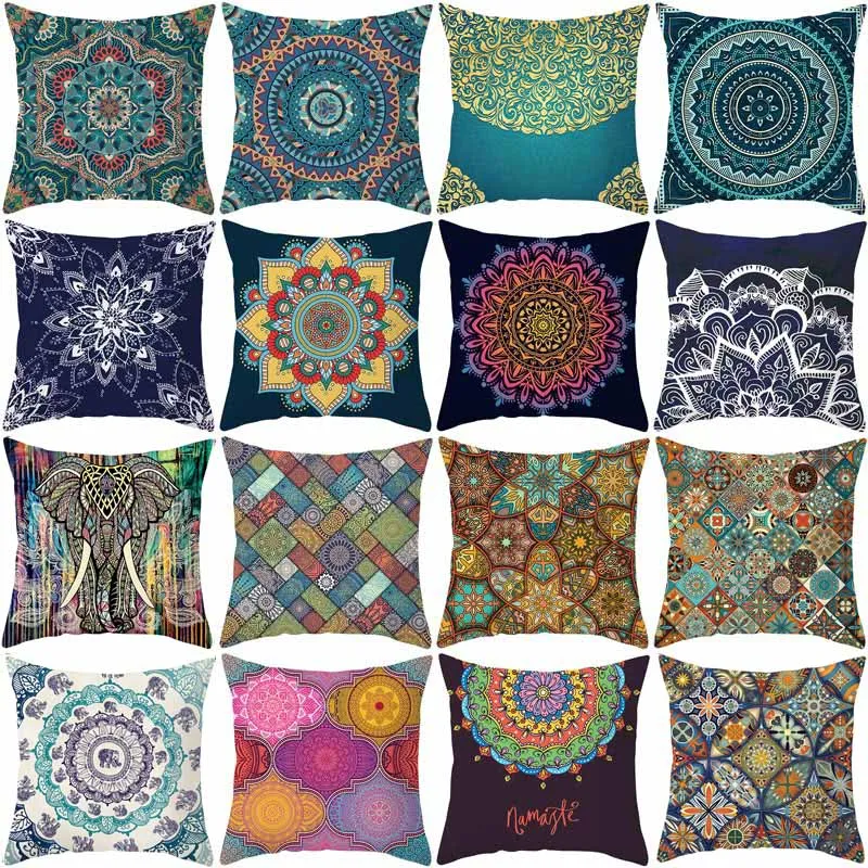 Mandala Cushion Cover Geometry India Mandala Decorative Pillowcase Geometric Mandala Cushion Cover Geometry Pillow Case Cover