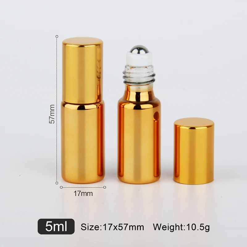5ml Essential Oil Bottle Mini Empty Roller Bottle Gold Silver Black UV Glass Refillable Perfume Bottle