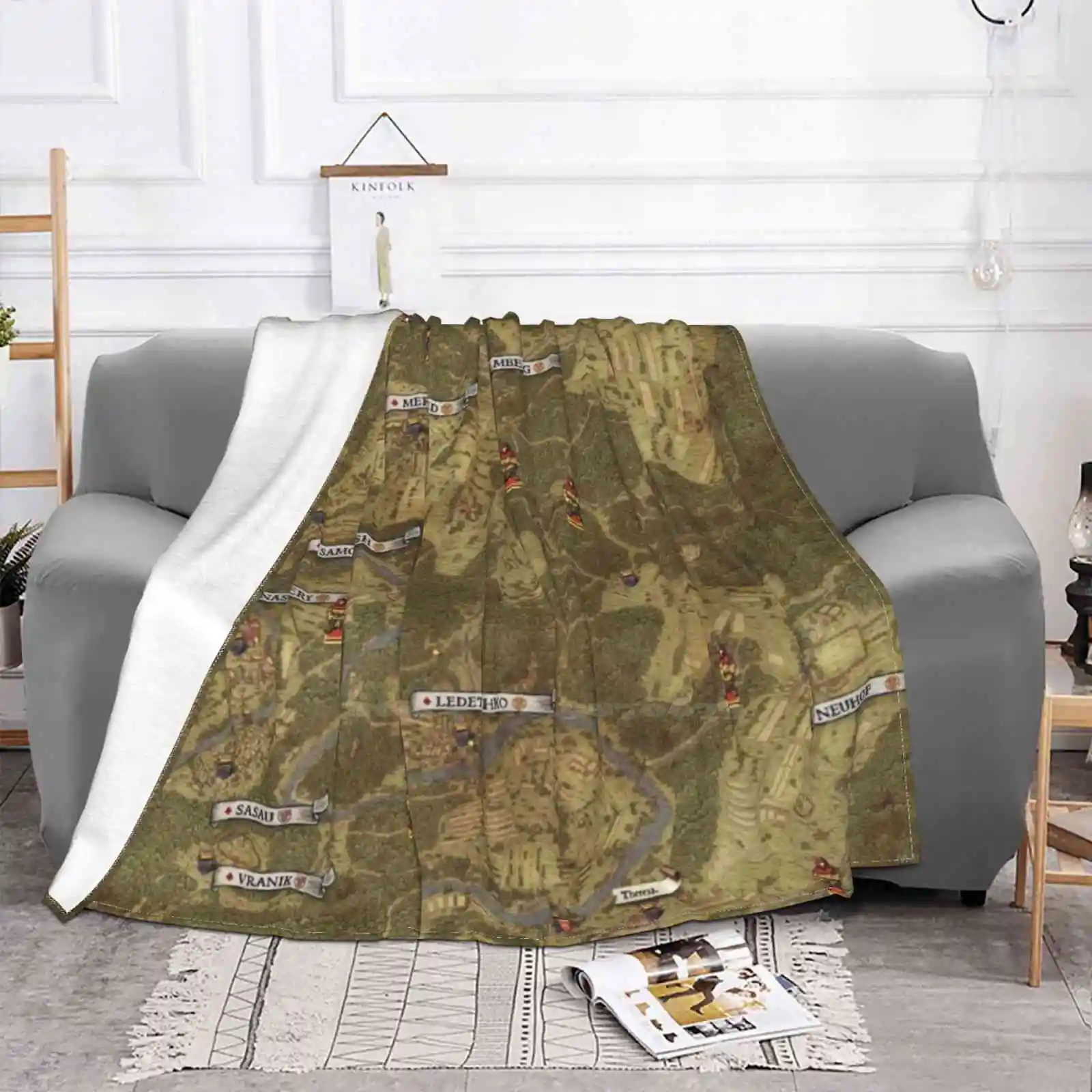 Kingdom Come Deliverance Map Shaggy Throw Soft Blanket Sofa / Bed / Travel Love Gifts Kingdom Come Kingdom Come Deliverance Kcd