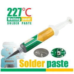 Pasta de soldadura tipo tubo de aguja sin plomo Sn99Ag0.3Cu0.7, punto de fusión 227 ℃, pasta de soldadura de reparación de PCB, 0.3AG