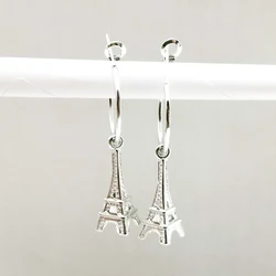 Vintage Earrings Paris Tower Aircraft Pendant Cute Travel Souvenir Earring Hoop Fashion Jewelry Accessories Charm Woman Festival