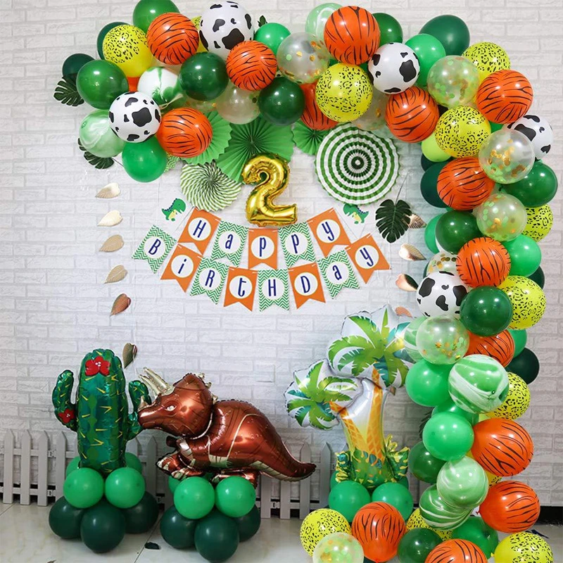 70pcs 12 Inch Jungle Safari Theme Children Birthday Party Balloons Decorations Arch Suit Boys Girls Kids Baby Shower Ballon