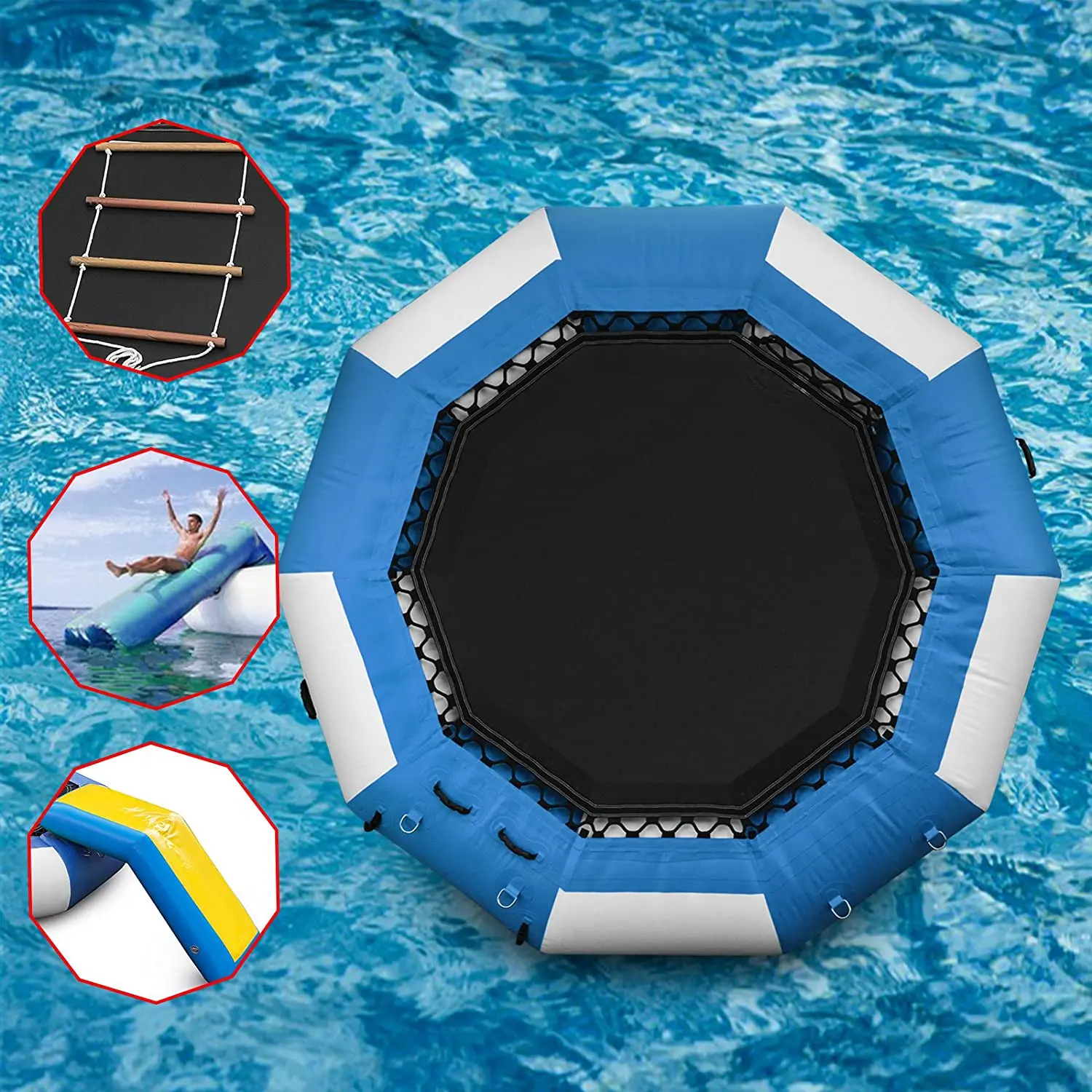 Trampolín de agua inflable serie Splash acolchado rebotador de agua salto inflable trampolín de agua plataforma de natación de rebote para deportes