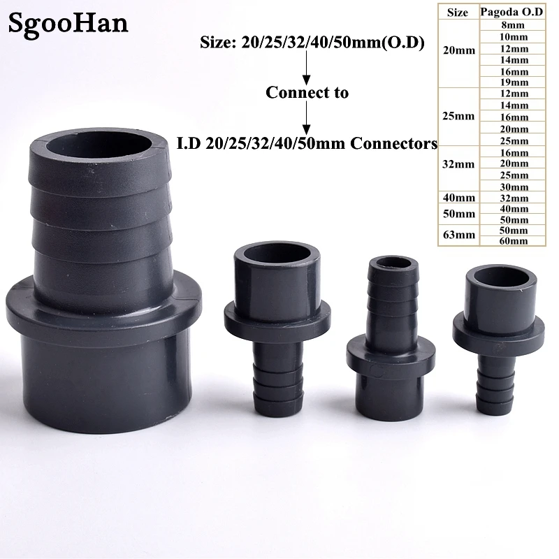 Outer Diameter 8~25mm Pagoda Connector Garden Hose Adapter High Quality Irrigation UPVC Pipe Soft Hose Joint Accessories