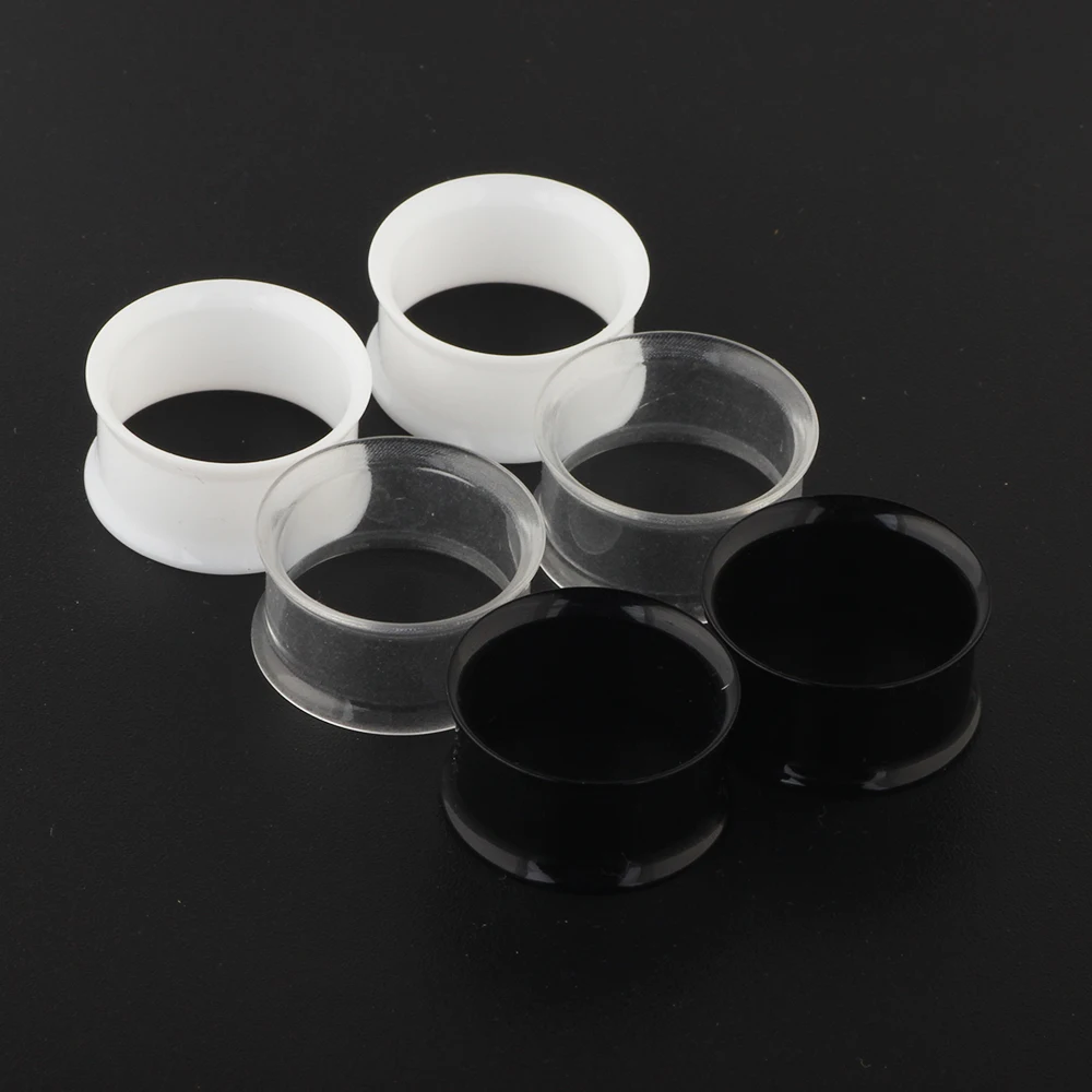 

JUNLOWPY Ultra Thin Acrylic Flesh Tunnel Double Flared Flexible Ear Stretching Plug Gauge Kit Lobe Expander Piercing 100/200pcs