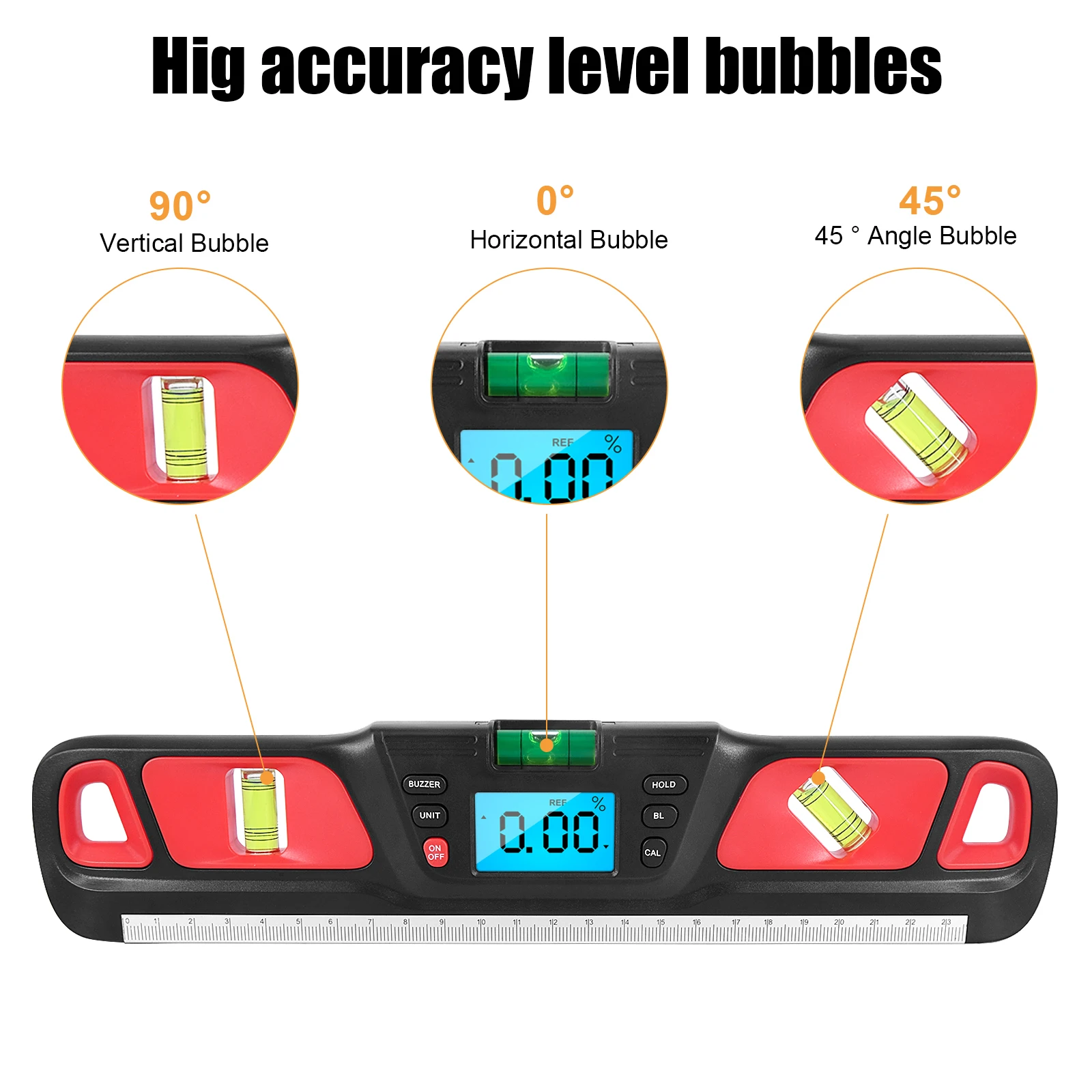 Protractor Inclinometer Horizontal Scale Ruler Bubble Electric Level 360 degree Angle Finder Digital Spirit level Aligner Tool