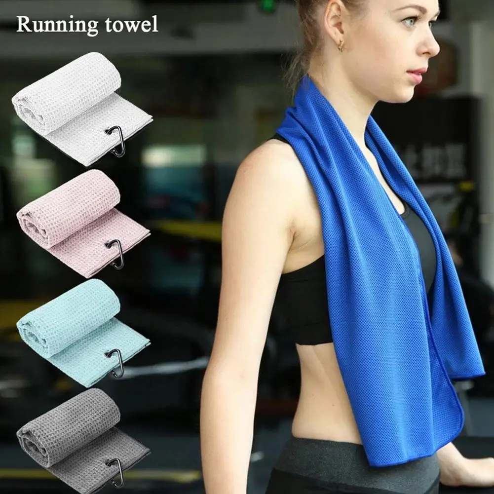 New Good Absorbency Golf Towel Waffle Pattern Cotton Towels With Carabiner Buckle Safety 8Colors Cleaning Golf Towel For Running