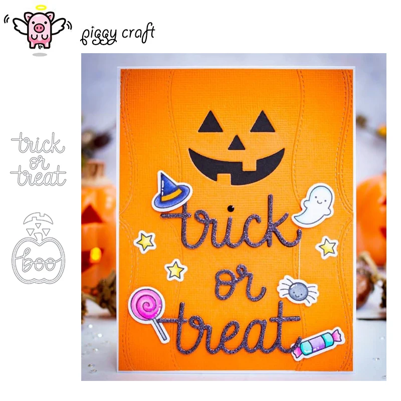 Piggy Craft metal cutting dies cut die mold Trick or Treat pumpkin Scrapbook paper craft knife mould blade punch stencils dies