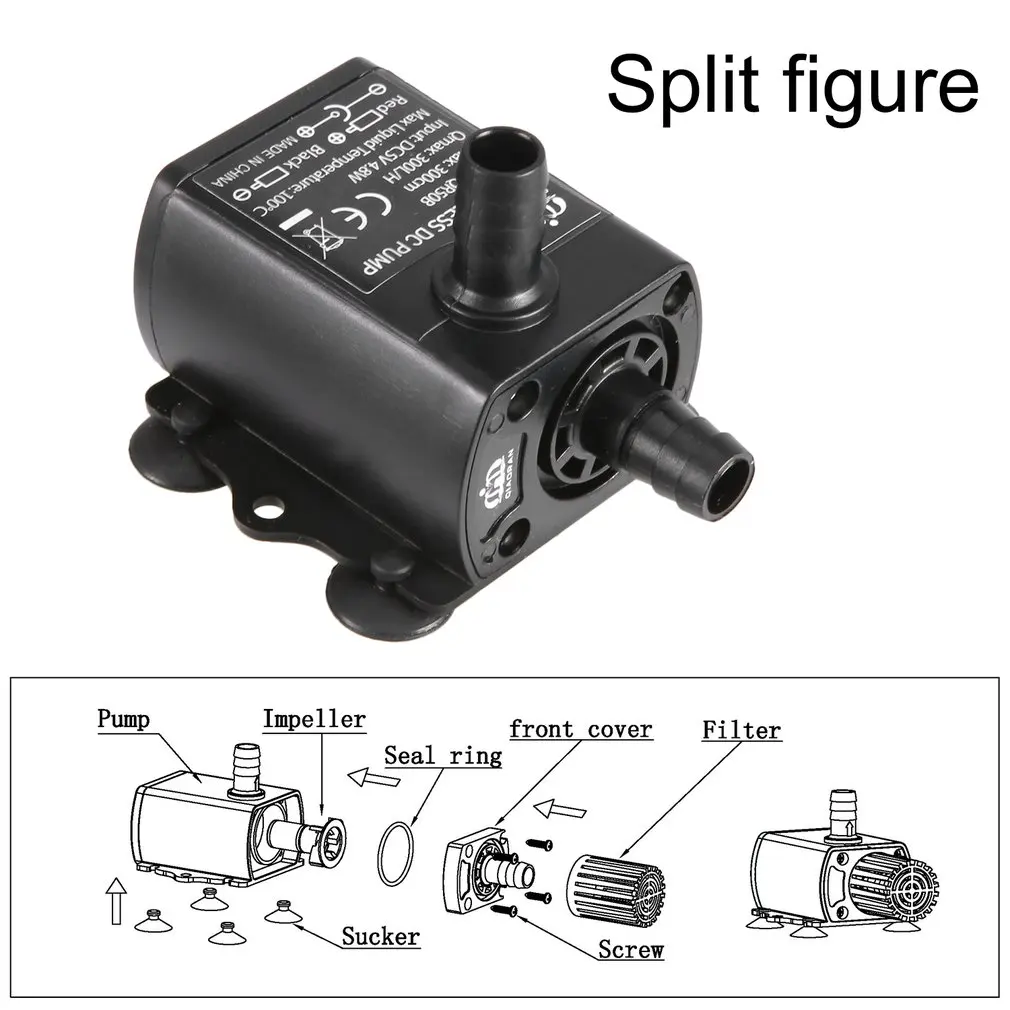 Decdeal Ultra-quiet Mini Brushless DC/USB Water Pump 5/12V 5-10W 250-400L/H Lift 300cm Submersible Fountain Aquarium Circulating