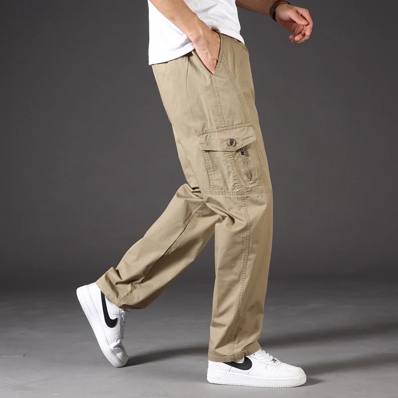 Tuta da uomo pantaloni Casual Multi-tasca primavera autunno Jogging lavoro resistente all'usura pantaloni larghi Oversize vestibilità rilassata