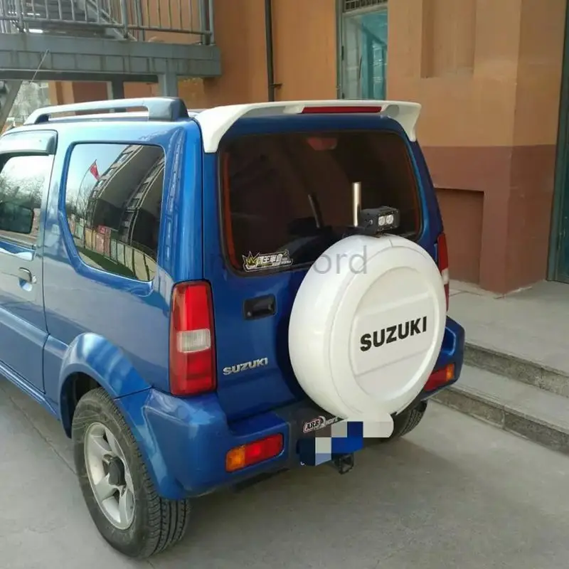 SHCHCG Accessories For Suzuki Jimny 2007-2016 ABS Plastic Unpainted Primer Rear Trunk Wing Spoiler With Led Light Car Styling