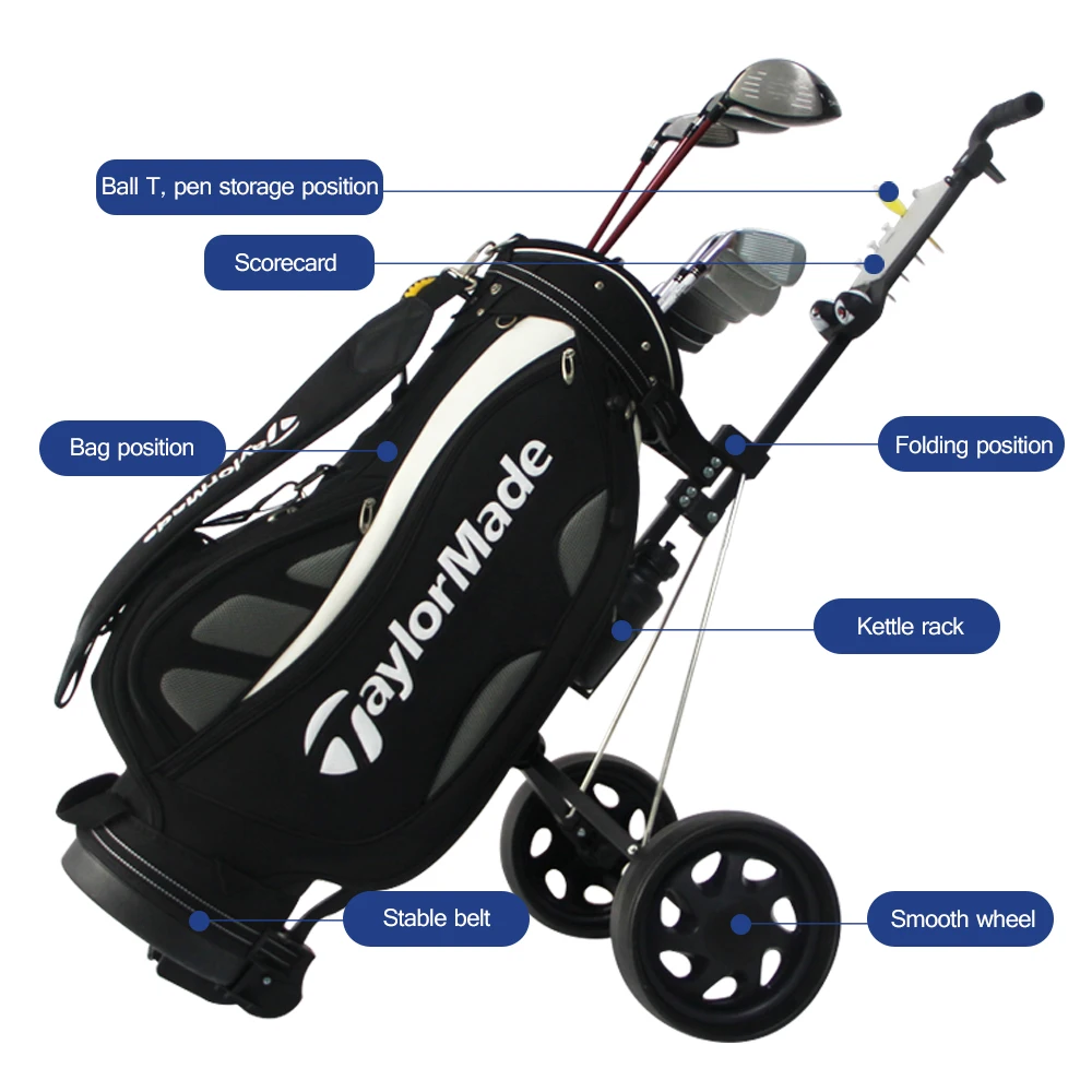 Chariot poussoir de golf à 3 roues, accessoire de golf, 1 pièce