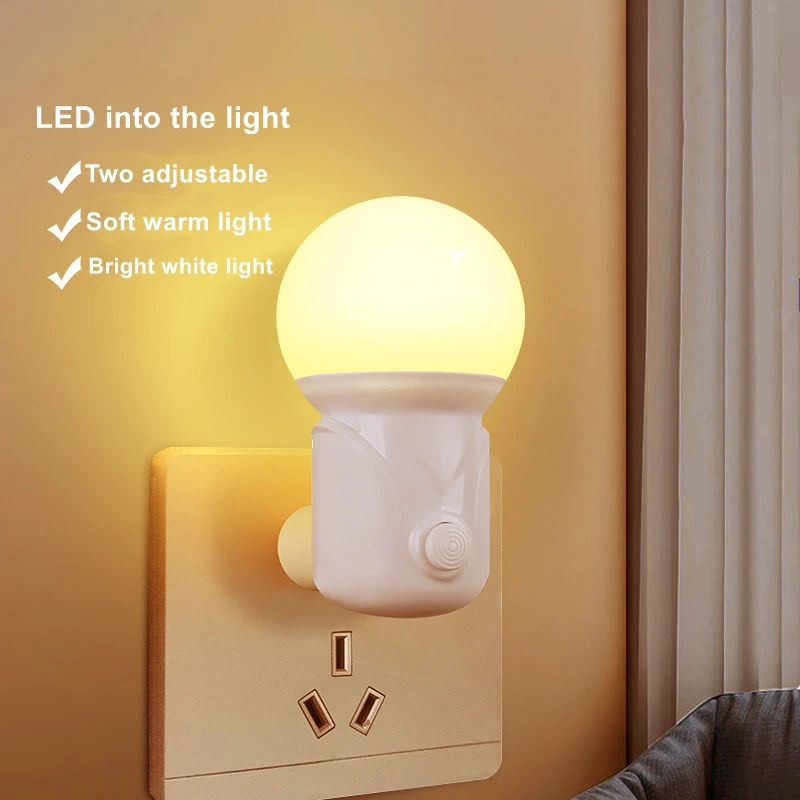 Socket LED Night Light Plug-in Bedside Lamp Bedroom Reading Book Night Light Living Room Balcony Lighting EU Plug Wall Lamp