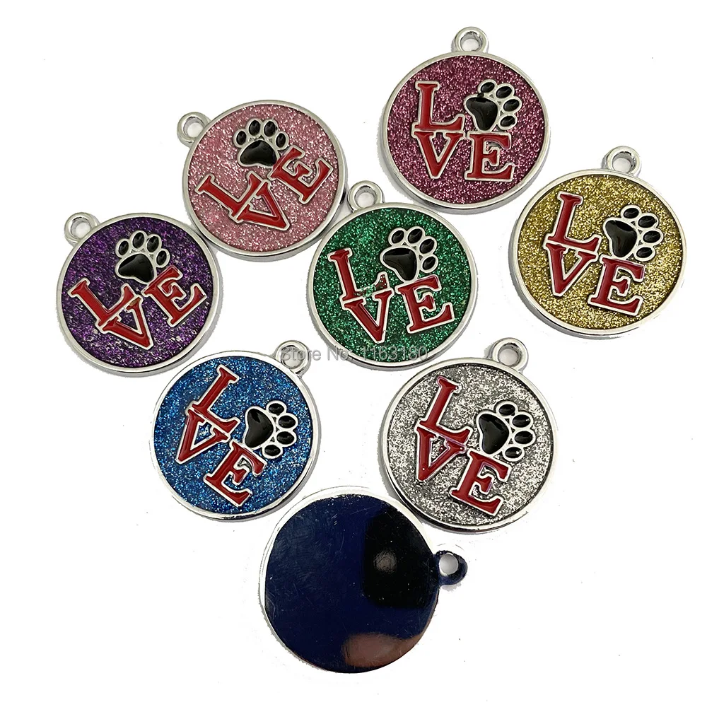 100pcs/Lot Wholesale Cute Pet DIY Tags  Alloy Pendant For Dog Cat Personalized Reflective Collars Jewelry Accessories