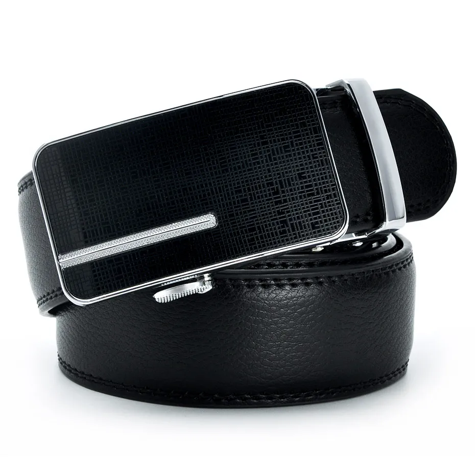 Automatic Buckle Genuine Leather Belt Men\'s Black Cow Leather Belts for Men Business Male Designer Automatic Buckle Wholesale