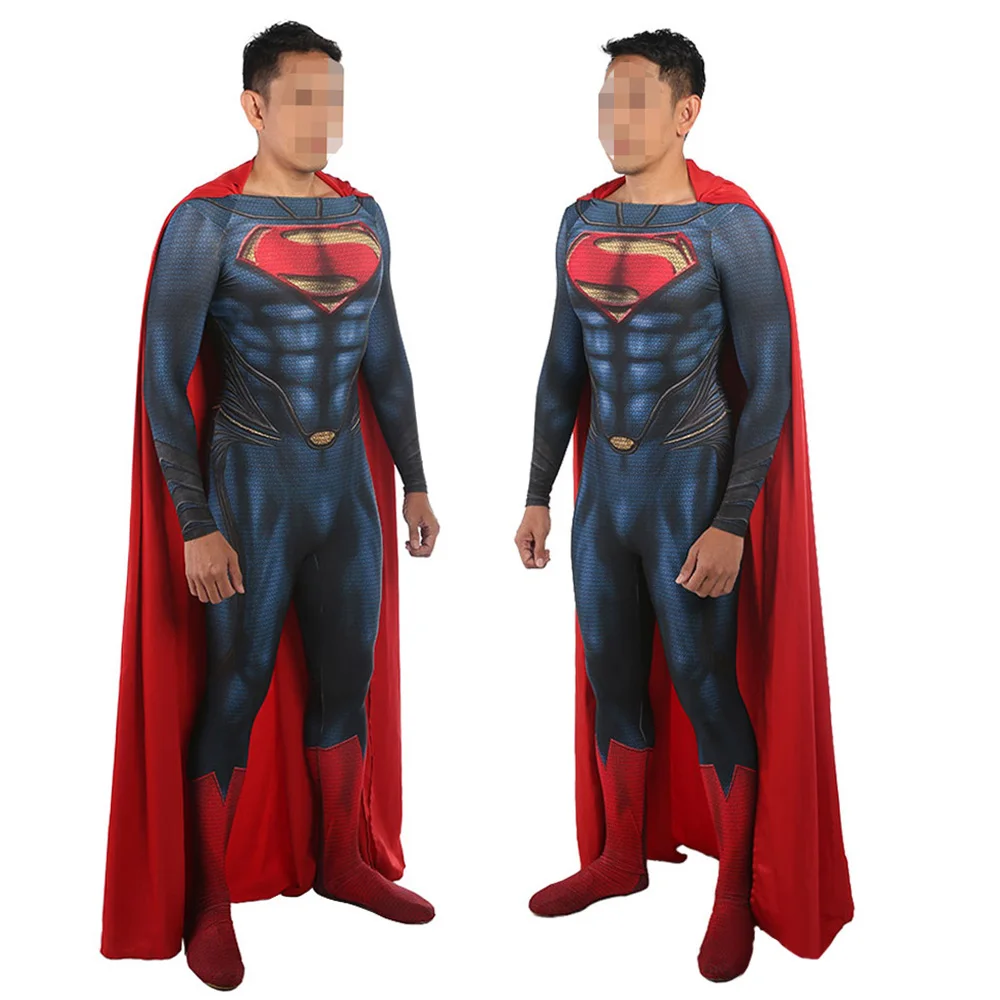 Superhero Unitard Body Suit Costume Cosplay SuperMen Spandex Zentai Suit Bodysuits&Cape Halloween Costume Cosplay For Adult/Kid