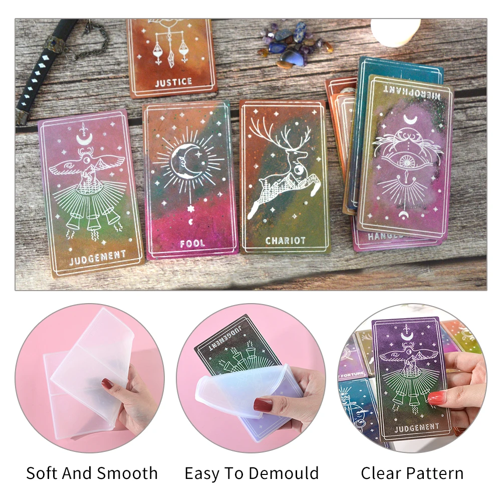 22PCS/Pack DIY Tarot Silicone Resin Mold UV Resin Epoxy Witch Divination Prophecy Crystal Casting Silicon Mould Party Game Craft