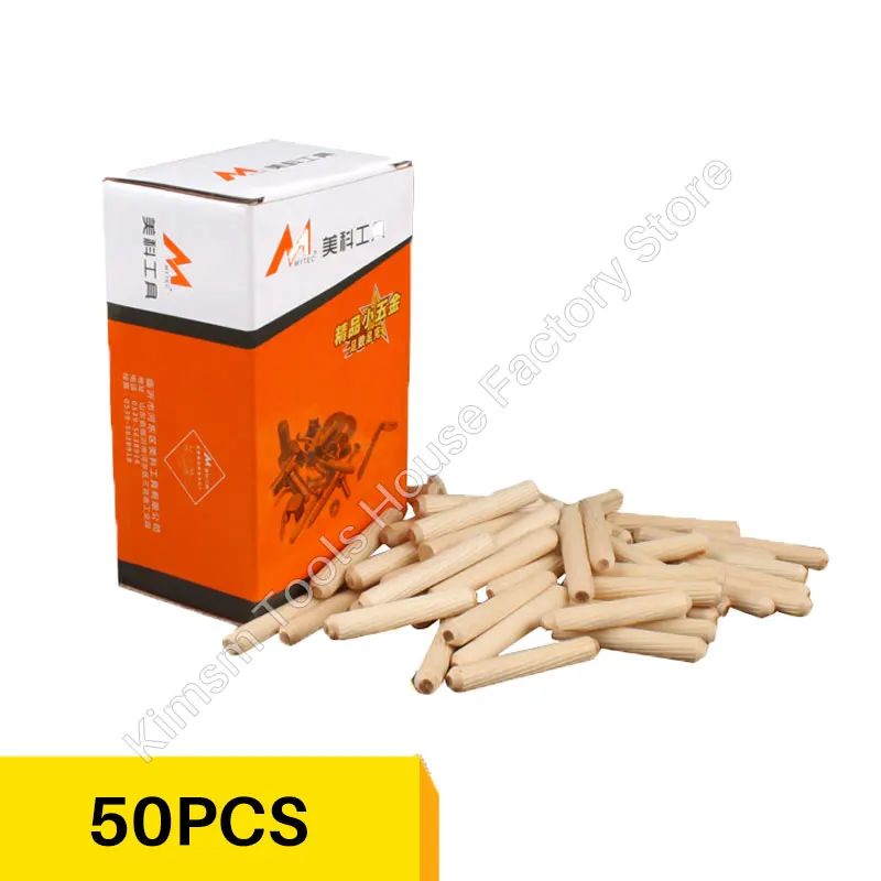 50PCS M10*50 M10*60 MM Wooden Dowel Cabinet Drawer Round Fluted Wood Craft Pins Rods Set Furniture Fitting Woodworking Pin