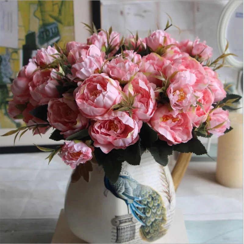 1 Bouquet  Artificial Peony Silk Flowers Fake Peony Flowers For Outdoor Indoor Wedding Wall Bedroom Office Home Decoration