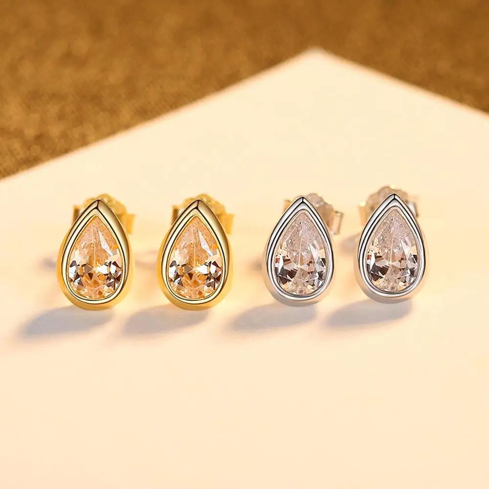 PAG&MAG Water Drop Cubic Zirconia Earrings Necklace Set Real 925 Sterling Silver Jewelry Set For Women Bridal Wedding Jewelry