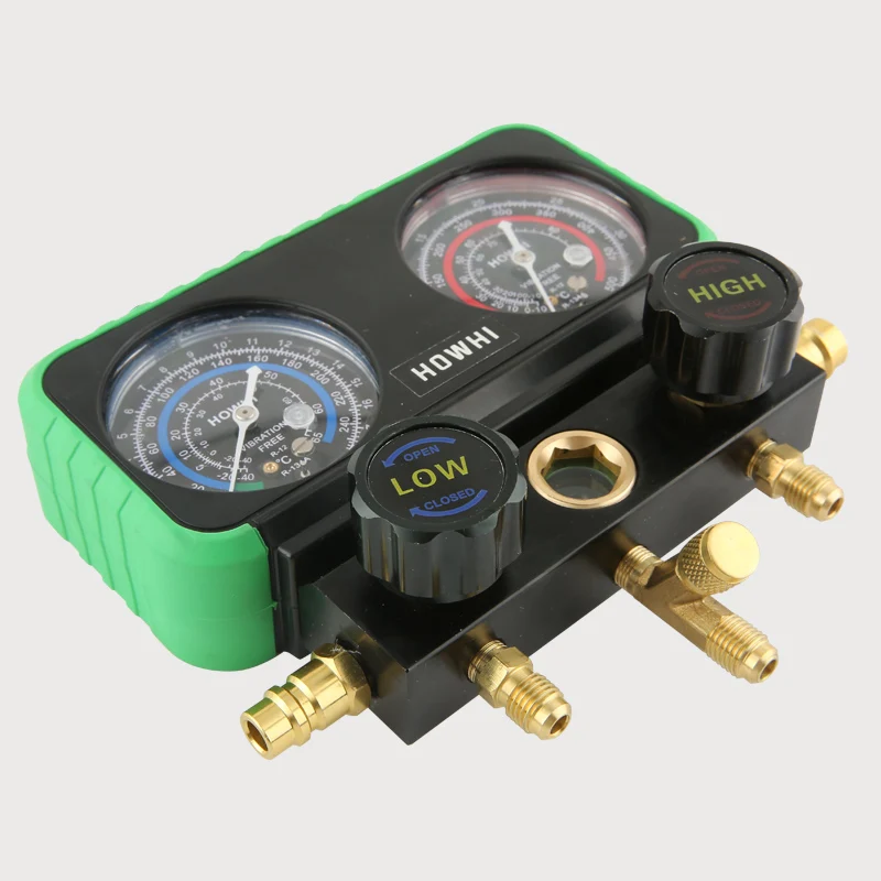 HOWHI Pressure Manifold Gauge Hose Kit for R134A  R22 R410 Refrigerant Car Air Conditioning  with Storage Box