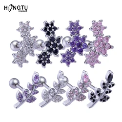 4Colors Cublic Zirconia Cartilage Stud Helix Rook Conch Screw Back Earring 16G Copper &Stainless Steel Ear Piercing Jewelry