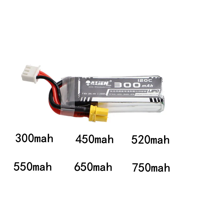 XT 30 2S HV Lipo Battery 7.6V 300 450 520 550 650 750 MAH 80C 120C 60C XT30 Connector For RC Drone Tinywhoop Frame Kit Parts