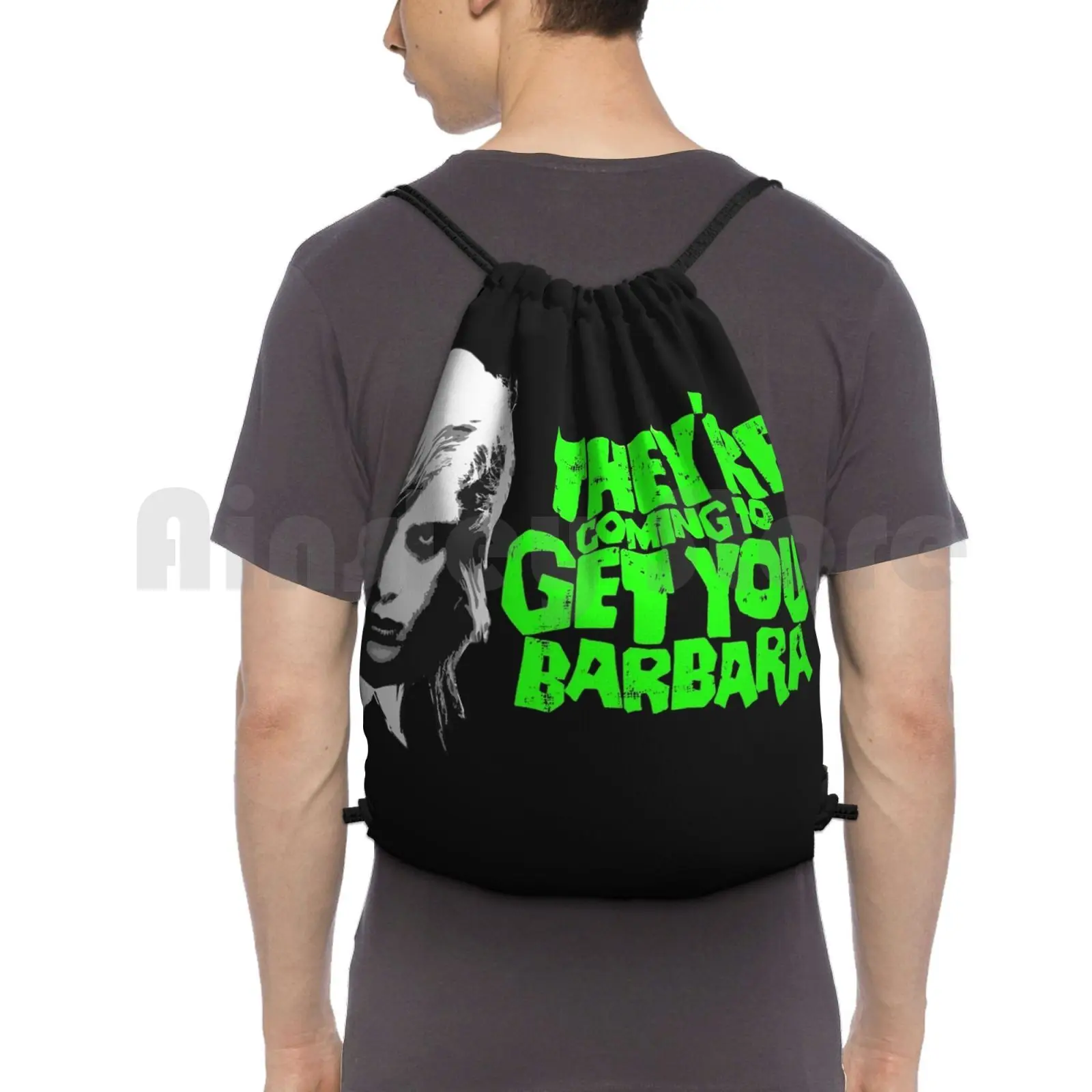 Barbara 5 Backpack Drawstring Bags Gym Bag Waterproof Night Of The Dead Living Death Horror Movie Zombie Black White