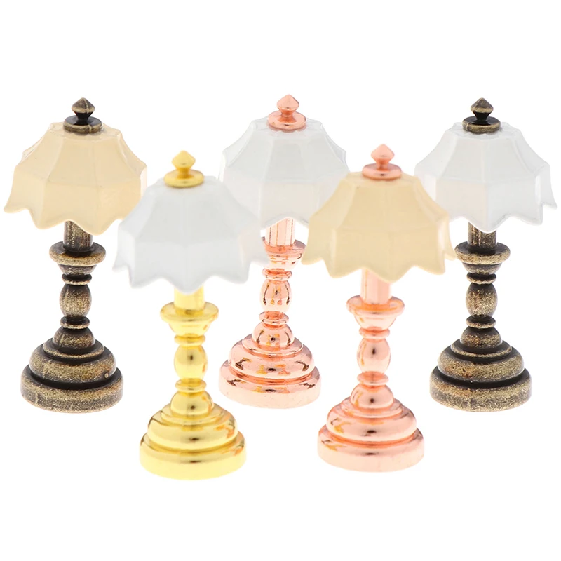 1/2Pcs Mini 1:12 Miniatuur Tafel Kandelaar Retro Kerosine Lamp Poppenhuis Lampen Decor Accessoires Poppenhuis Meubels Speelgoed