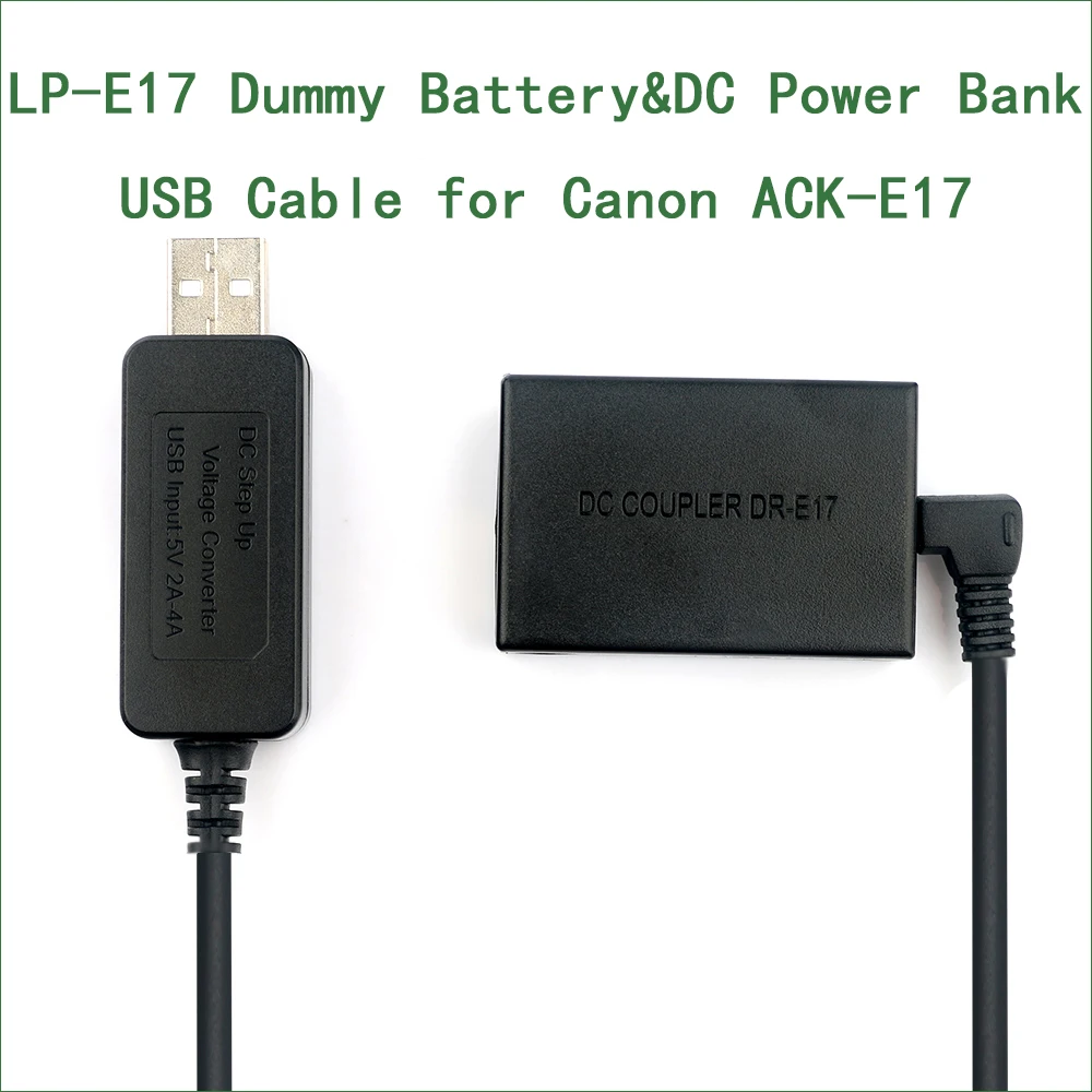 5V USB DR-E17 ACK-E17 Dummy Battery Adapter Plug DC Power Bank For Canon EOS M3 M5 M6