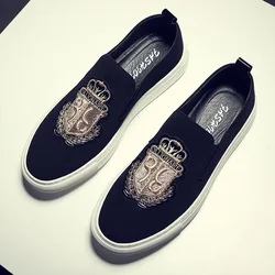 2023 Autumn New Man Leather Casual Shoes Man Fashion Slip-On Man Luxury Embroidery Suede Leather Shoes Trend Loafers