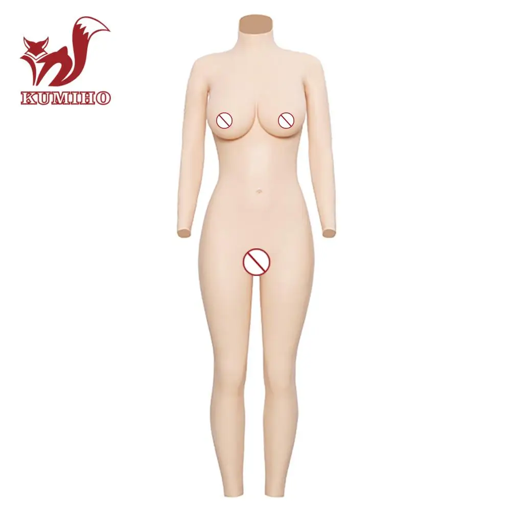 KUMIHO 5G D Cup Ankle-Length Bodysuit with sleeve Silicone breasts forms fake Vagina  pussy for Crossdresser transgender