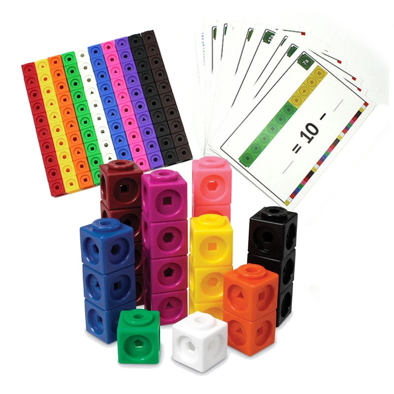 Labmilon 100 Cubes Mathématiques – 10 Couleurs – Blocs De Construction PP – Montessori – Calcul, Formes, Créativité – Dès 3 Ans