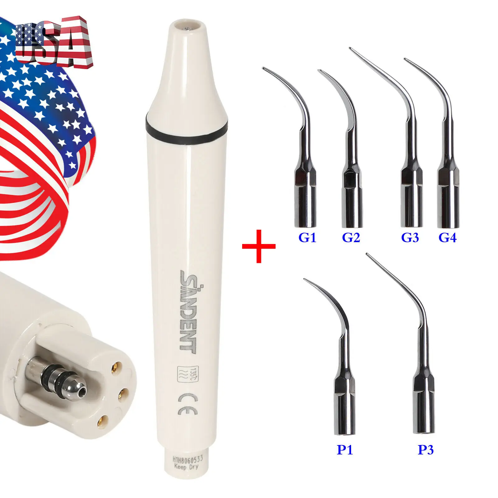 

USA Dental Ultrasonic Piezo Scaler Handpiece + 6*Tips fit EMS SANDENT