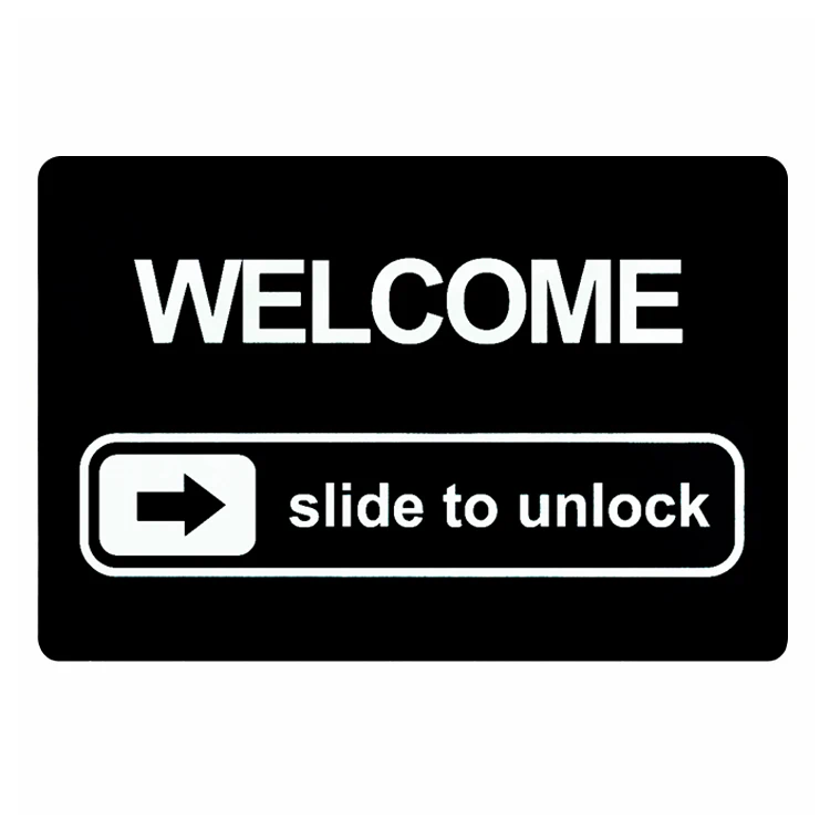 Cool Slide to Unlock Welcome Mat Doormat Funny Rubber Entrance Kitchen Bathroom Rug Carpet Floor Doormat Humor Geek Home Decor