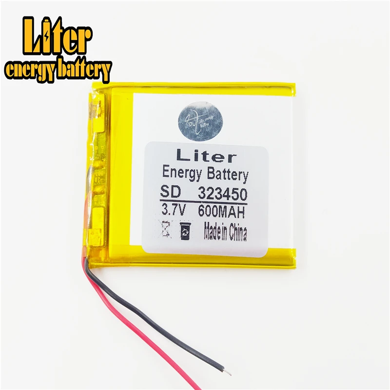 eBook Rechargeable Battery 323450 600mah Li-Po lithium polymer battery 3.7v For GPS MP3 MP4 MP5 DVD Toy Driving Recorder