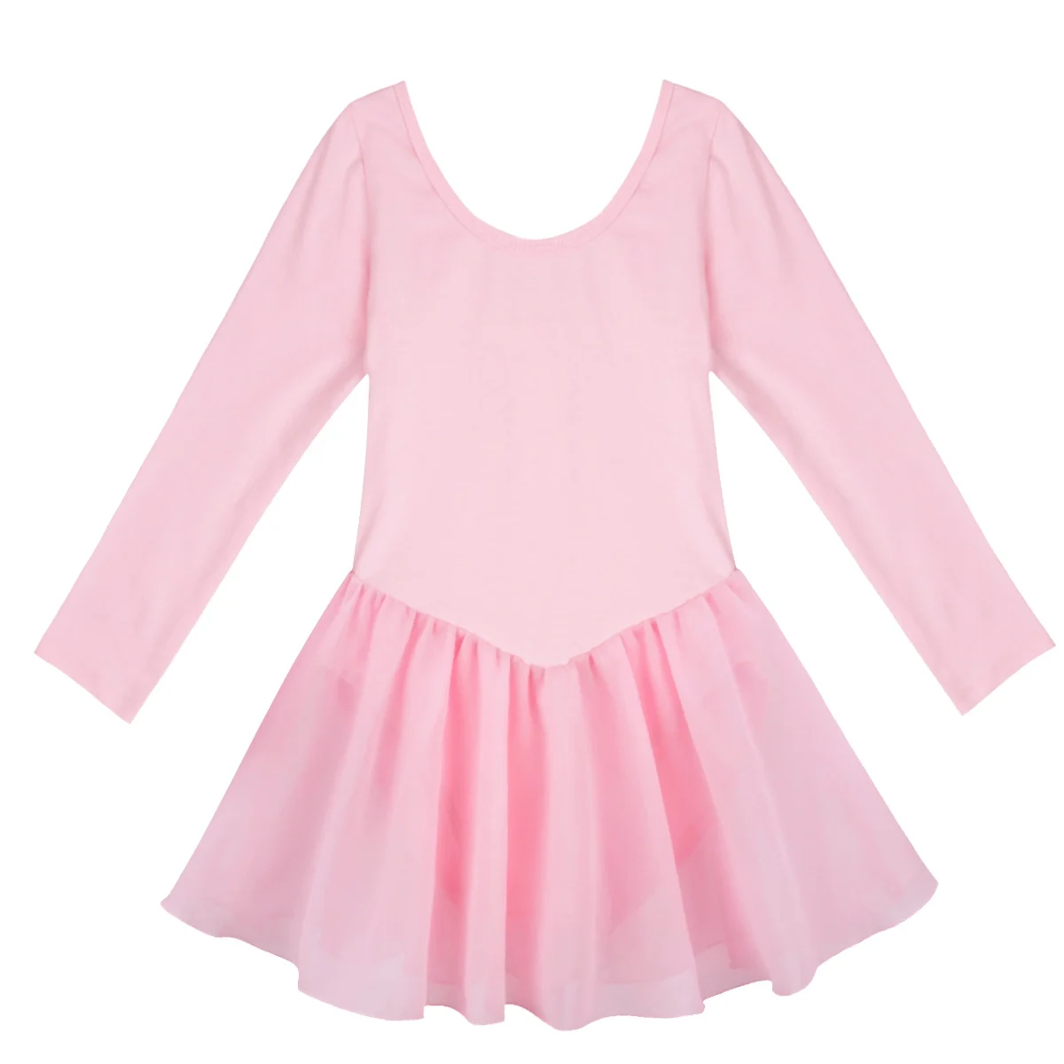 Kid Girls Long Sleeve Tutu Ballet Dance Leotard Dress Gymnastics Ballerina Performance Dancewear Ballet Class Bassic Clothes