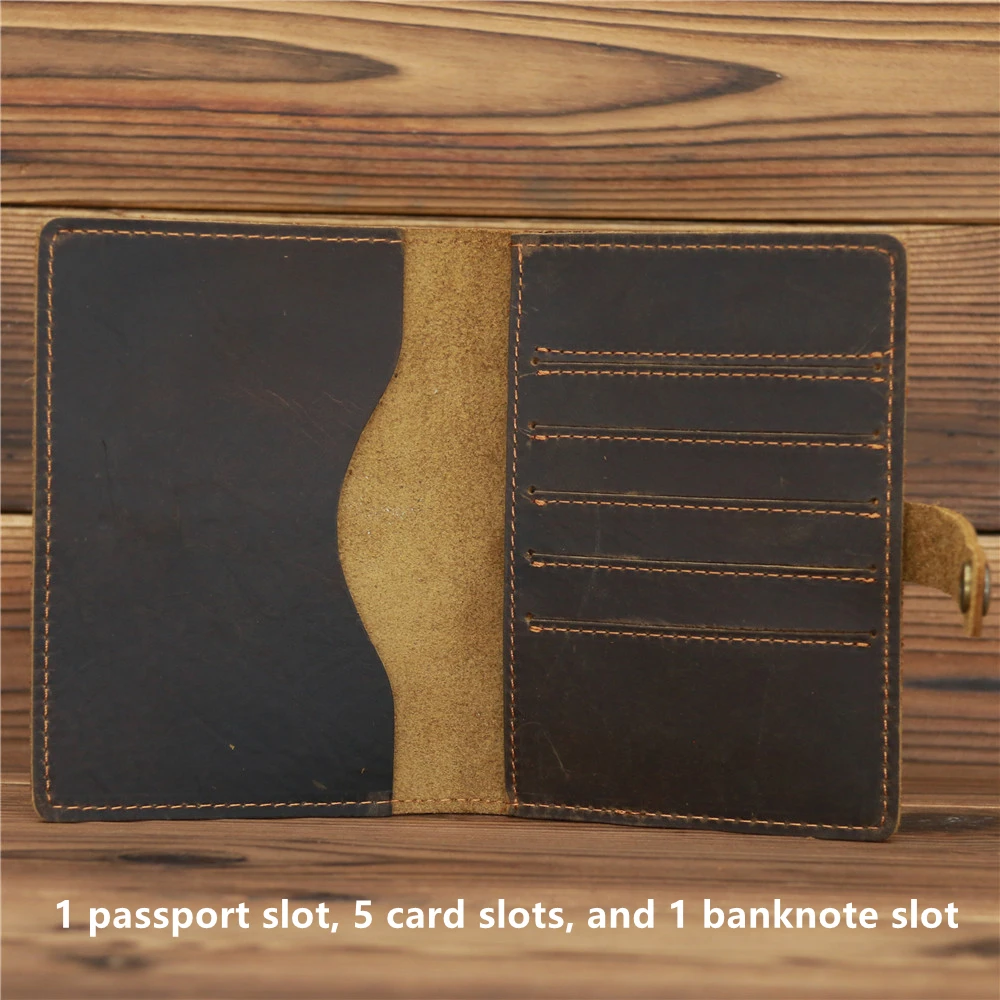 Genuine Leather Passport Wallet Vintage Cow Leather Passport Cover Unisex Credit ID Bank Card Holder Travel Purse