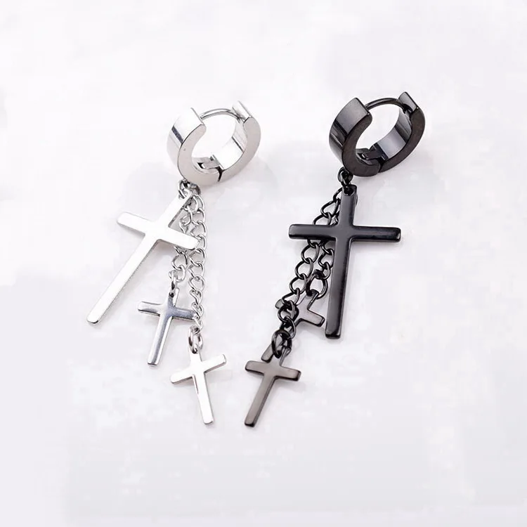 1 Stück Männer Frauen Punk Gothic Kreuz Übertrieben Klassische Metall Christian Kette Tropfen Baumeln Ohrringe Straße Hip Hop Schmuck Kpop – Detail 4