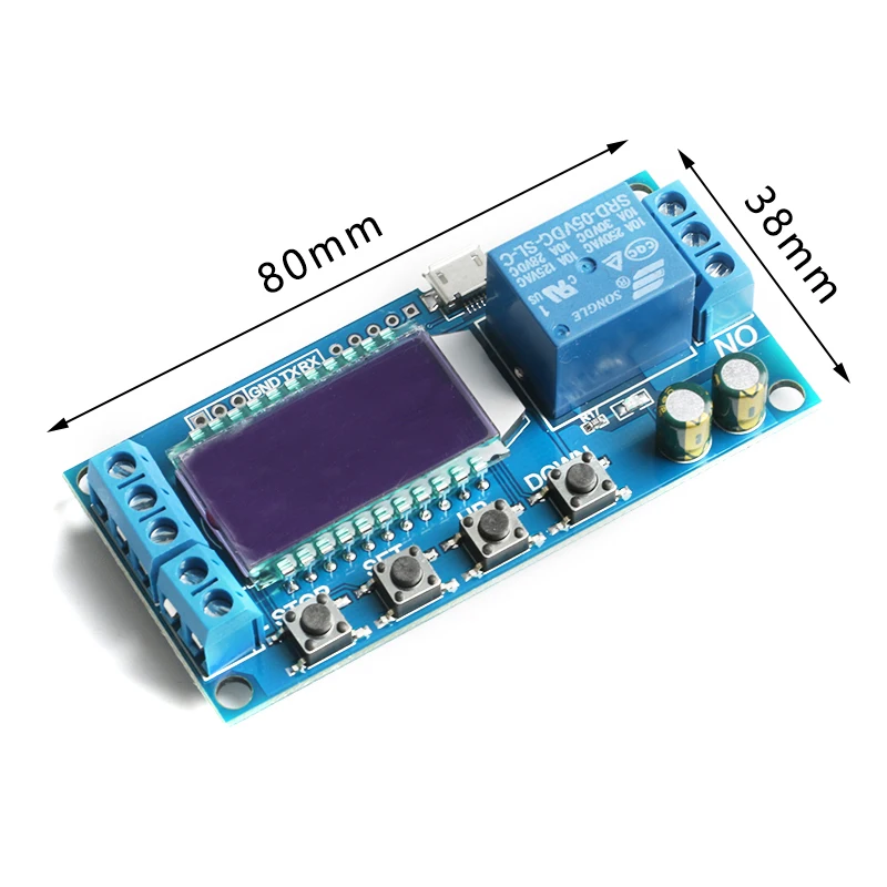 6-30V Micro USB Digital LCD Display Time Delay Relay Module Control Timer Switch Trigger Cycle Module XY-LJ02