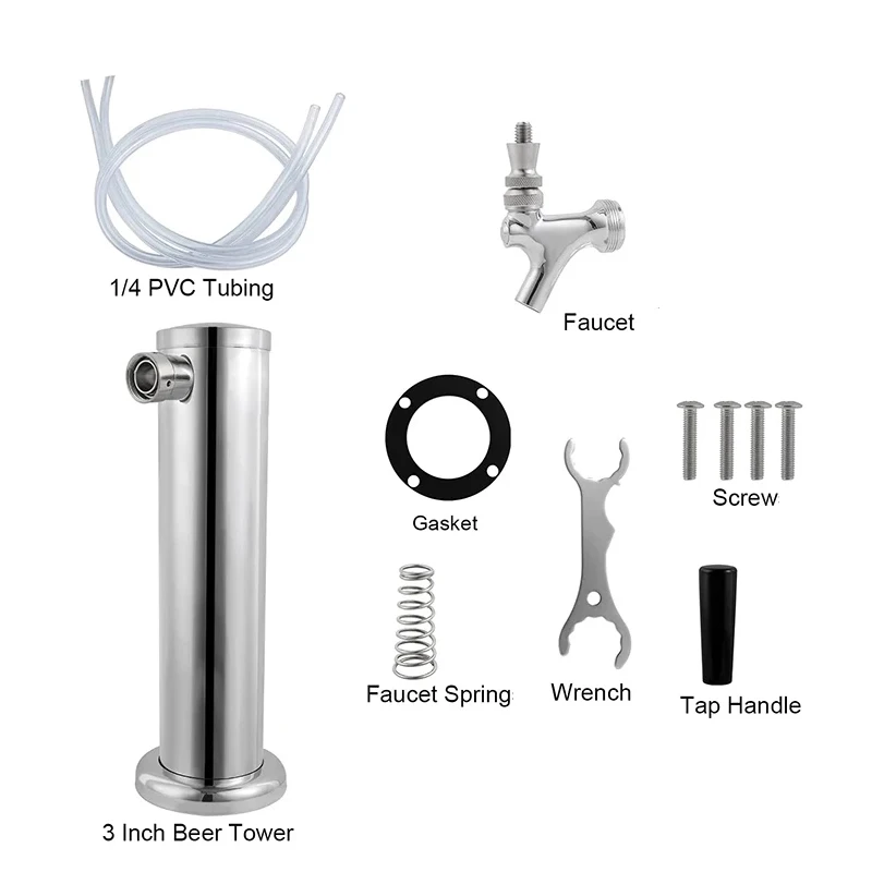 One Tap Chromeplated Beer Tower Single Tap/Faucet Beer Tower Stainless Steel Draft Beer Column Bar Accessories Beer Dispenser