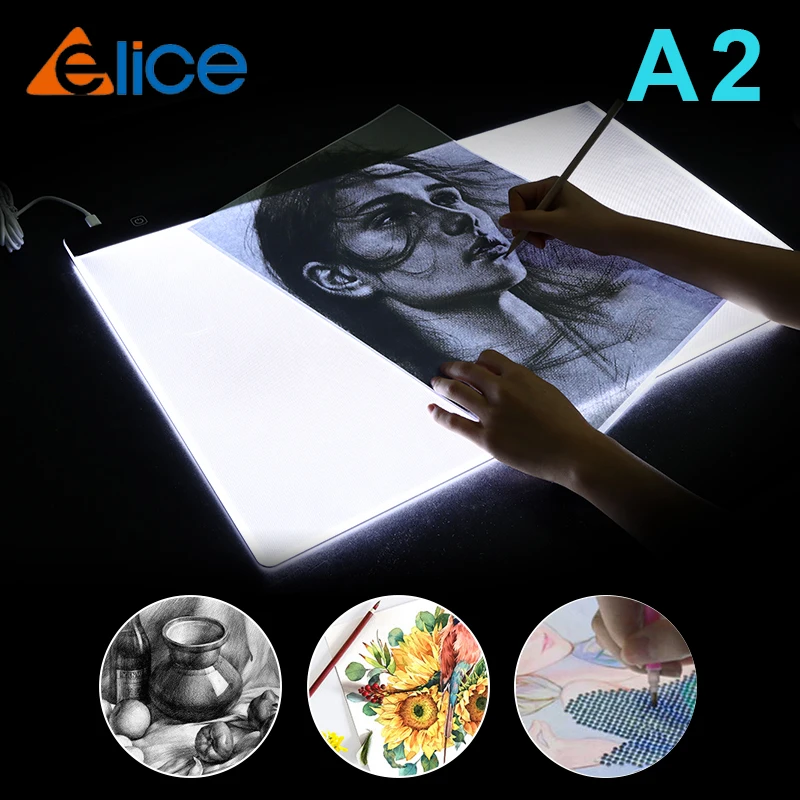 Imagem -03 - Led Digital Graphics Light Pad Box a2 Prancheta Pintura Painel de Rastreamento Pintura Diamante Pad tipo c Power 60x40cm