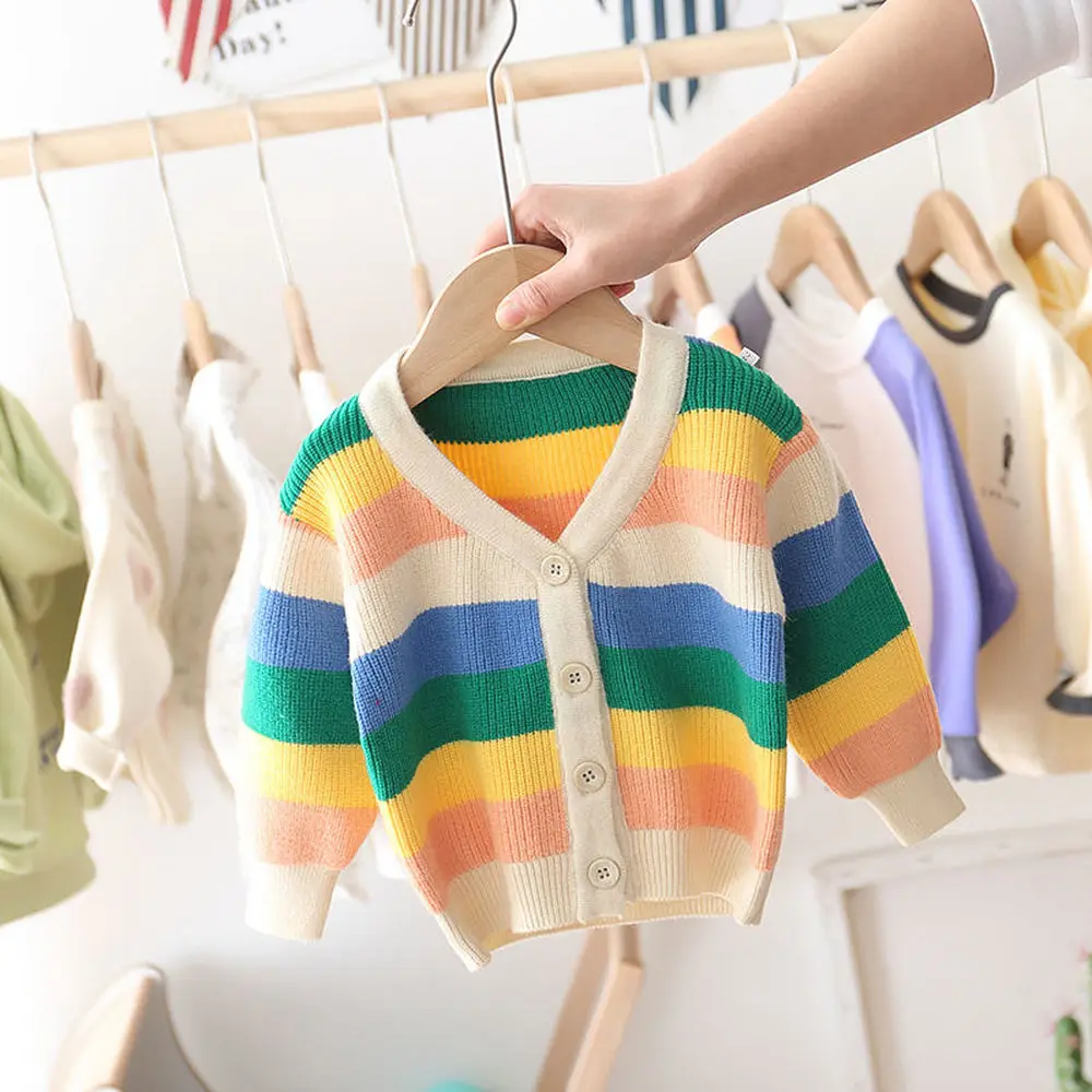 Girls Cardigan Sweater Outdoor Spring Autumn Rainbow Coat for  Baby Knitwear Toddler Girl Clothes  Knitted Cardigan Jacket