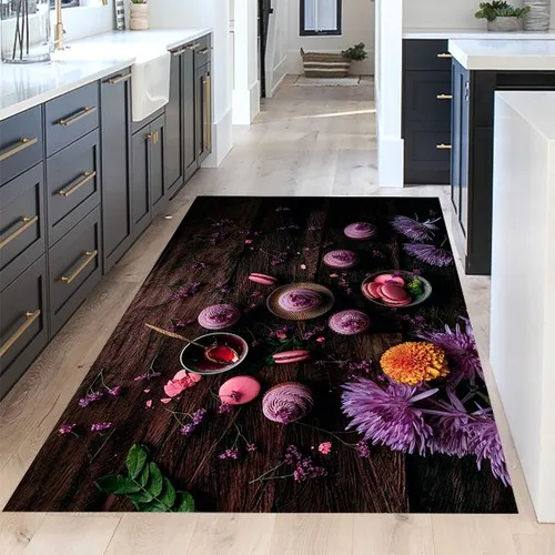 Meg & Cloud Macarons Cupcake Sweet Patterned Digital Printed Anti-Slip Soles Washable Stain-resistant Kitchen Rug