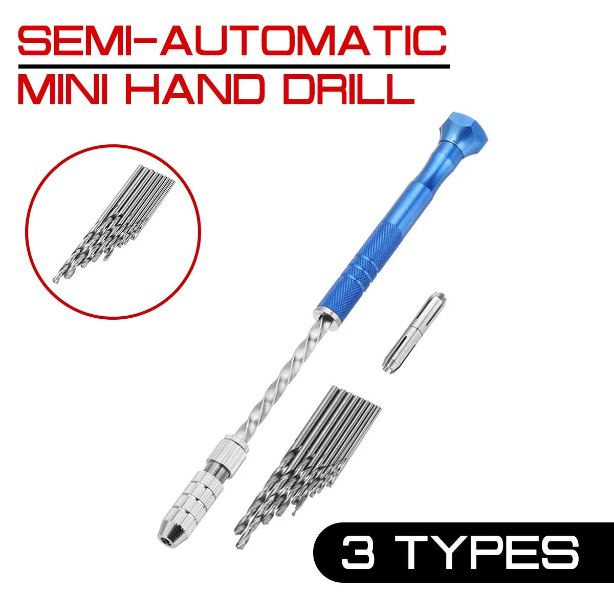 Nâng Cấp Bán Tự Động Mini Cầm Tay + Tặng 10 Chiếc Xoắn Khoan Khoan Gỗ Mô Hình Bằng Tay 0.5-3Mm bit + Tặng 2 Mặt Đôi Chuck