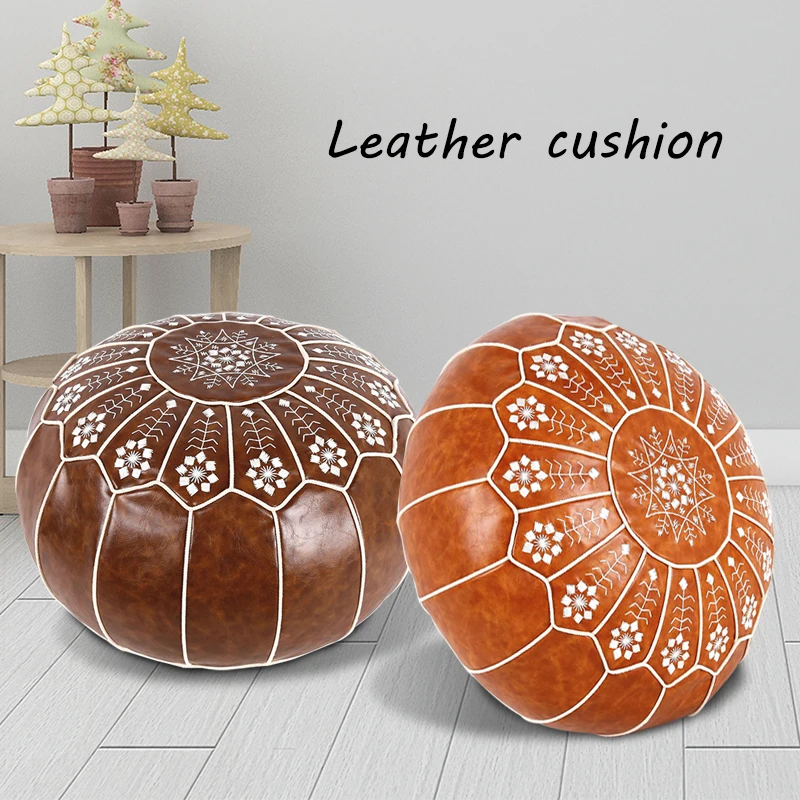 Moroccan Futon Mandala Handmade Cushion Embroidered Seat Pier Cover Living Room Bay Window Cushion Leather Round Stool Covers