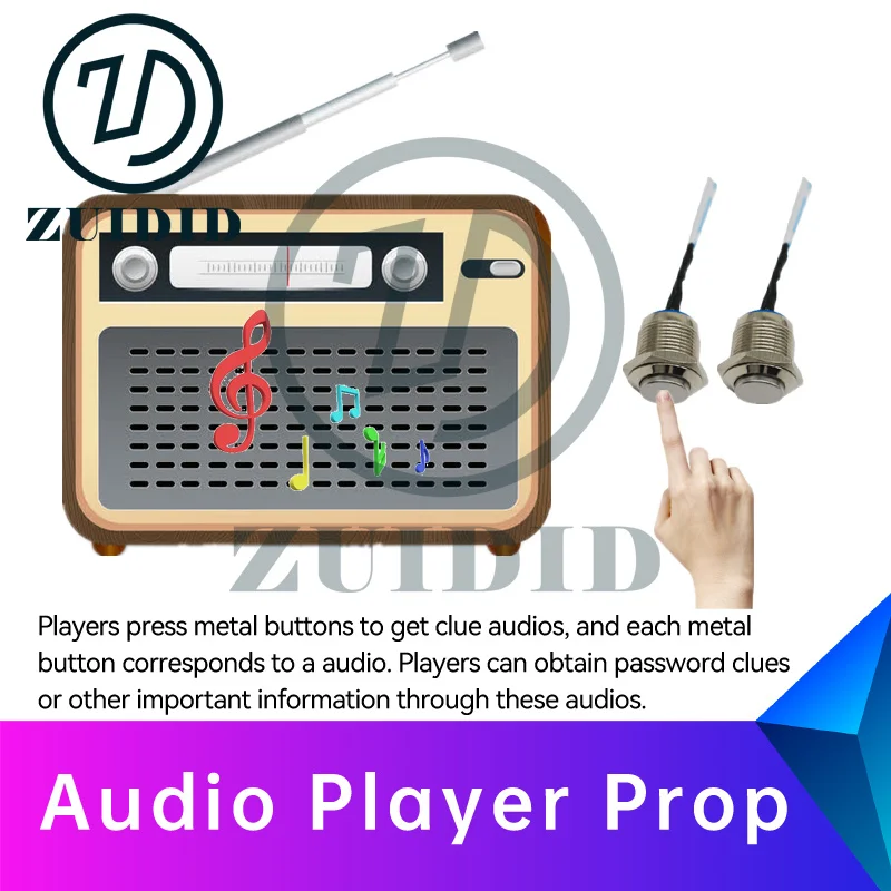 ZUIDID escape room Audio Player Prop  press metal buttons to get clue audios secret room escape game