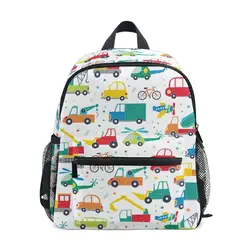 ALAZA 2020 School Bags for Kindergarten Boys Girls Backpacks Car Printing Polyester Children Backpacks Fits 3-8 Years Old Kids