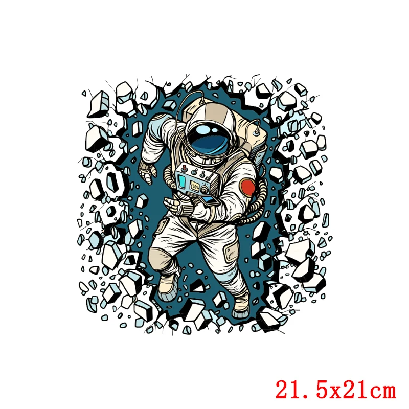 Alien Planet Iron On Heat Transfers The Astronauts Thermal Stickers Patches For Clothing DIY A Level Washable Applique