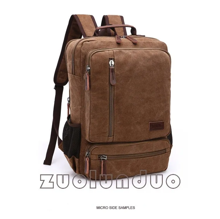 Vintage Canvas Rucksack für Herren, große Kapazität, Reise-Umhängetasche, hochwertige modische Studententasche, Herren-Notebook-Laptop-Rucksack – Detail 21